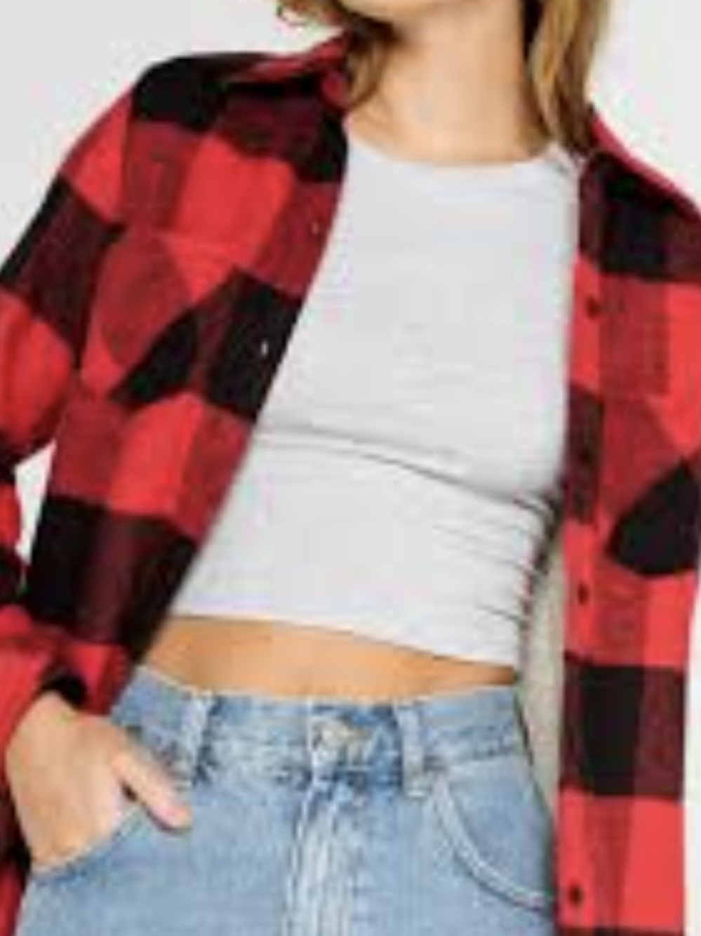 Ci Sono Red and Black Plaid Sweater
